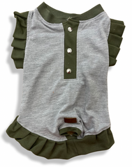 GRAY & GREEN DRESS Dog & Cat Cute Stylish Design Dress