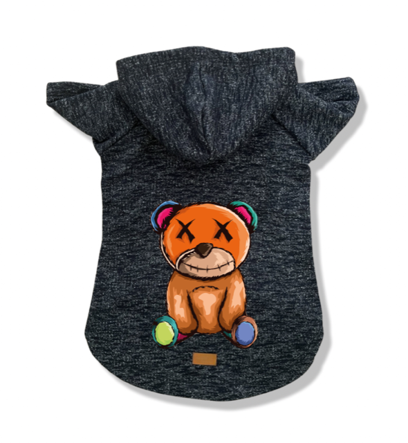 Gray Sweatshirt with Spooky TeddyBear Pet Clothes Dog Cat Pet Accessories Design Clothes