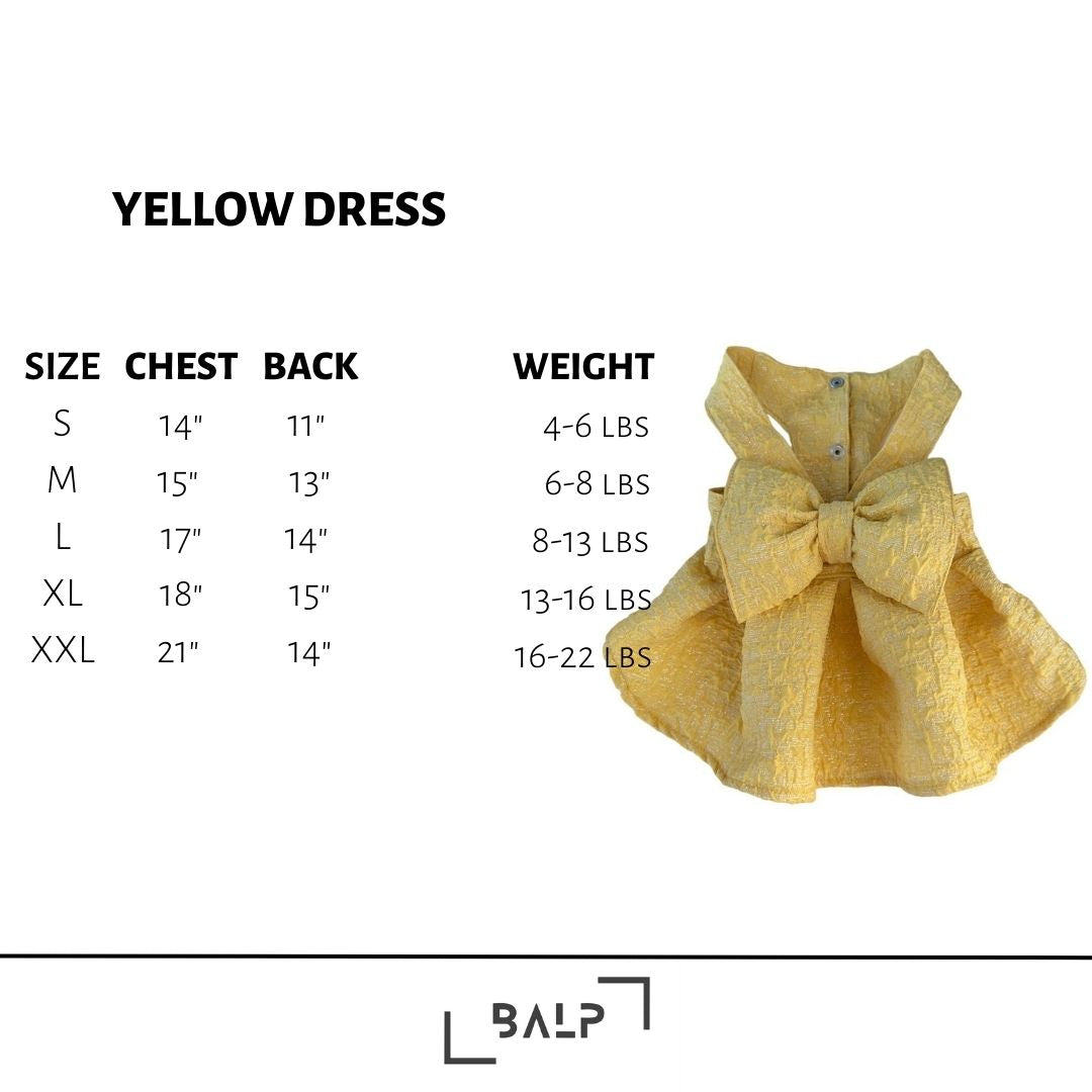 BALP Pet Dress ,Yellow Cat Outfit,Pet Clothes for Small Dogs and Cats