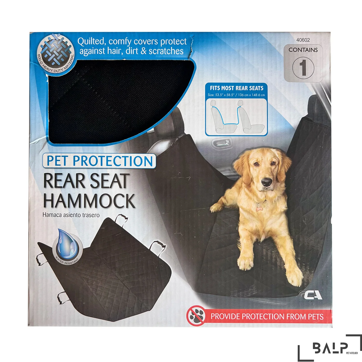 Quilted Pet Car Seat Cover Dog & Cat Pet